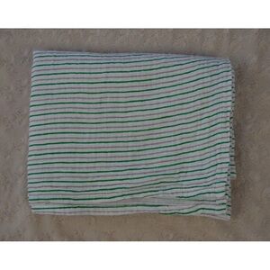 Modern Baby Stripe Blanket Swaddle Muslin White Green Gray Security Lovey
